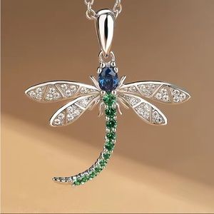 Rhinestone Dragonfly Necklace